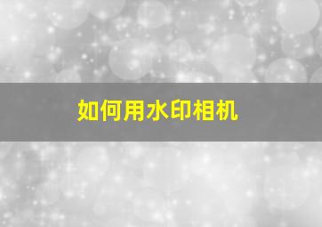 如何用水印相机