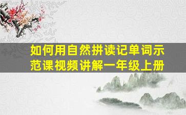 如何用自然拼读记单词示范课视频讲解一年级上册