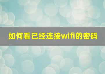 如何看已经连接wifi的密码