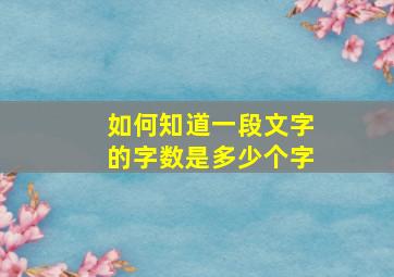 如何知道一段文字的字数是多少个字