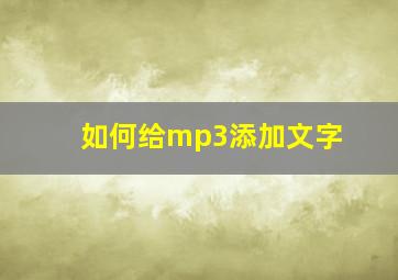 如何给mp3添加文字