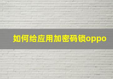 如何给应用加密码锁oppo