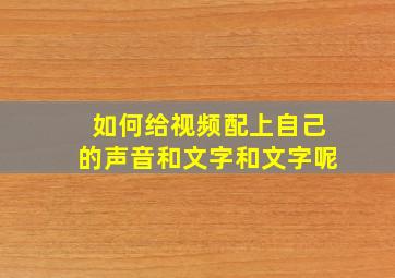 如何给视频配上自己的声音和文字和文字呢