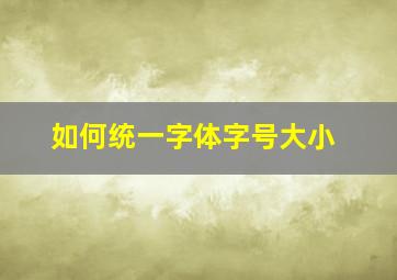 如何统一字体字号大小