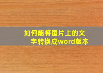 如何能将图片上的文字转换成word版本