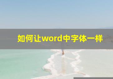 如何让word中字体一样