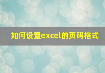 如何设置excel的页码格式