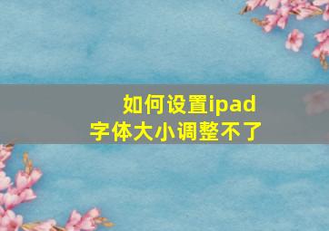 如何设置ipad字体大小调整不了