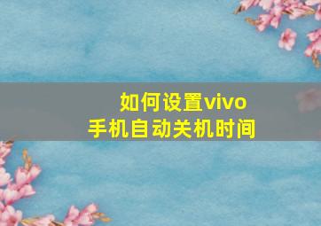 如何设置vivo手机自动关机时间