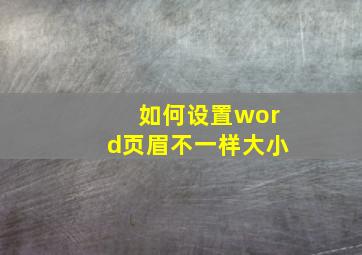 如何设置word页眉不一样大小