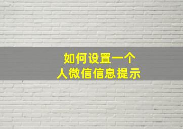 如何设置一个人微信信息提示