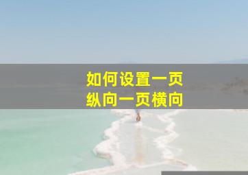 如何设置一页纵向一页横向