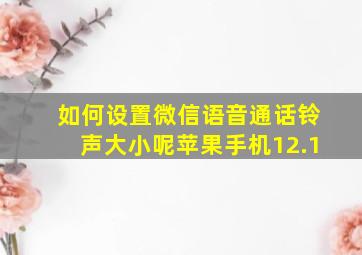 如何设置微信语音通话铃声大小呢苹果手机12.1