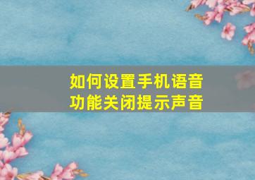 如何设置手机语音功能关闭提示声音