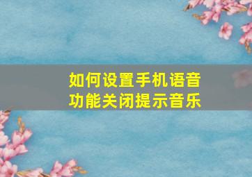 如何设置手机语音功能关闭提示音乐