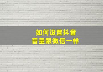 如何设置抖音音量跟微信一样