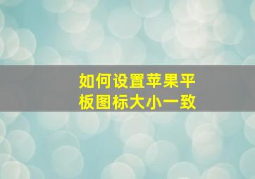 如何设置苹果平板图标大小一致