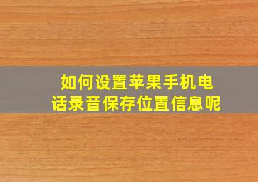 如何设置苹果手机电话录音保存位置信息呢