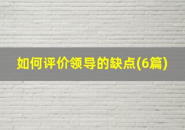 如何评价领导的缺点(6篇)