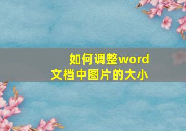 如何调整word文档中图片的大小