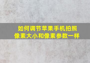 如何调节苹果手机拍照像素大小和像素参数一样