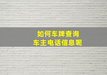 如何车牌查询车主电话信息呢