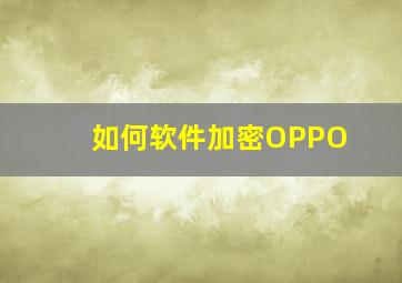 如何软件加密OPPO