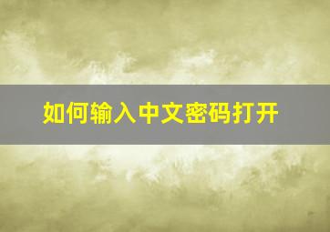 如何输入中文密码打开