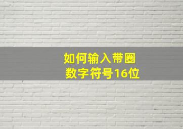 如何输入带圈数字符号16位