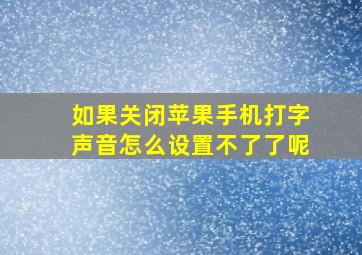 如果关闭苹果手机打字声音怎么设置不了了呢