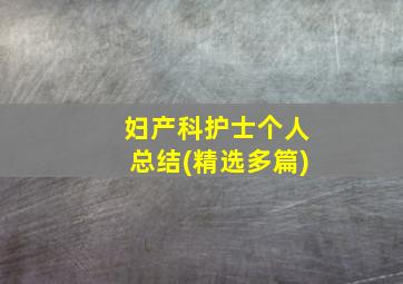 妇产科护士个人总结(精选多篇)