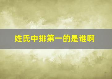 姓氏中排第一的是谁啊