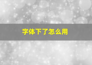 字体下了怎么用