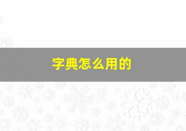 字典怎么用的