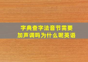 字典查字法音节需要加声调吗为什么呢英语