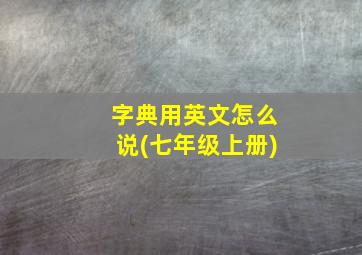 字典用英文怎么说(七年级上册)