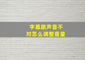 字幕跟声音不对怎么调整音量