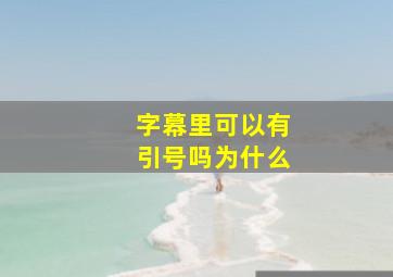 字幕里可以有引号吗为什么