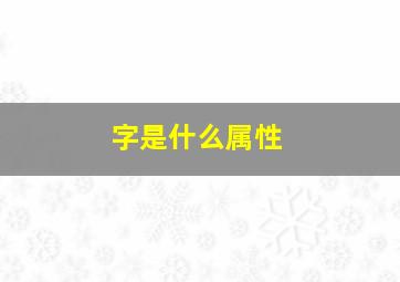 字是什么属性