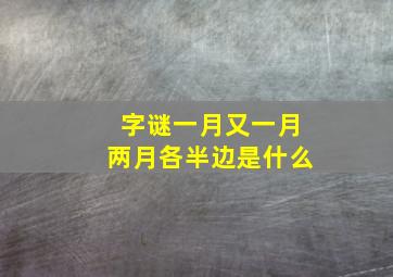 字谜一月又一月两月各半边是什么