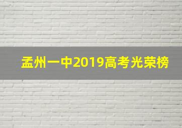 孟州一中2019高考光荣榜