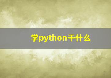 学python干什么