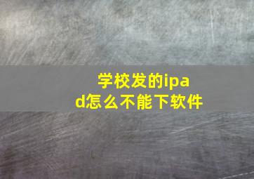 学校发的ipad怎么不能下软件