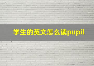 学生的英文怎么读pupil