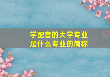 学配音的大学专业是什么专业的简称