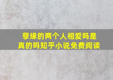 孽缘的两个人相爱吗是真的吗知乎小说免费阅读