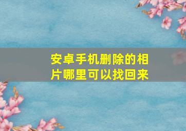 安卓手机删除的相片哪里可以找回来