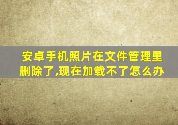 安卓手机照片在文件管理里删除了,现在加载不了怎么办