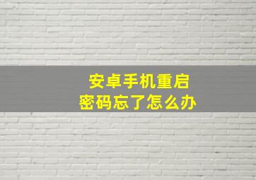 安卓手机重启密码忘了怎么办