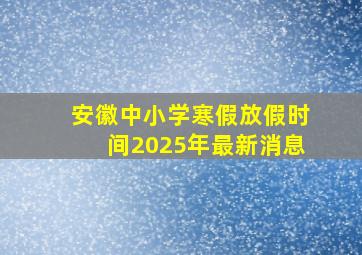 安徽中小学寒假放假时间2025年最新消息